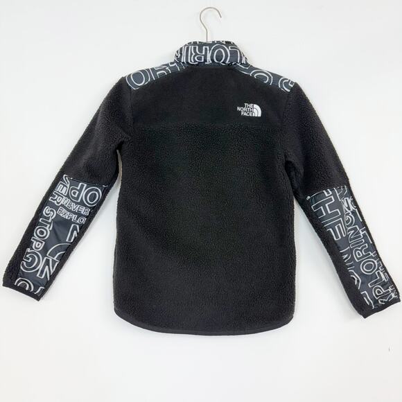 The North Face Boys Forrest Fleece Mashup Jacket Black White Logo Print Large 12 - Picture 6 of 15